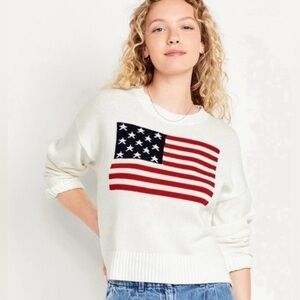 NWT Old Navy XL crew neck American flag sweater USA